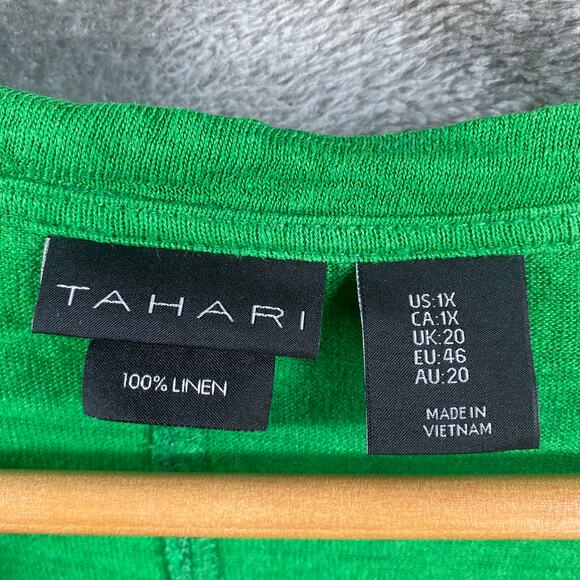 Tahari 100% Linen Tee Womens 1X Plus Size Lightweight Gauzy Beachy - Picture 10 of 12